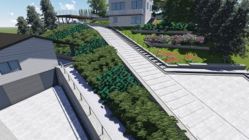 Projekt aranżacji nawierzchni z kostki brukowej oraz aranżacja zieleni - ogród w Norwegii