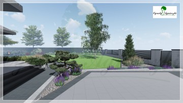 Nowoczesny ogród z niewielkimi różnicami wysokości - Projektowanie ogrodów Mińsk Mazowiecki