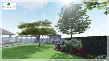 Nowoczesny ogród z niewielkimi różnicami wysokości - Projektowanie ogrodów Mińsk Mazowiecki