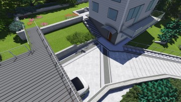 Projekt aranżacji nawierzchni z kostki brukowej oraz aranżacja zieleni - ogród w Norwegii