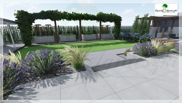 Nowoczesny ogród z niewielkimi różnicami wysokości - Projektowanie ogrodów Mińsk Mazowiecki